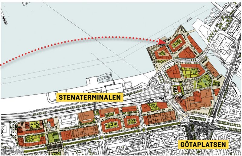 Den nya halvön byggs i närheten av Stenaterminalen.
