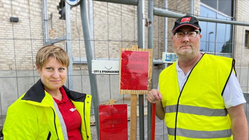 Byggnads genomför indrivningsblockad i Rydebäck utanför Helsingborg.