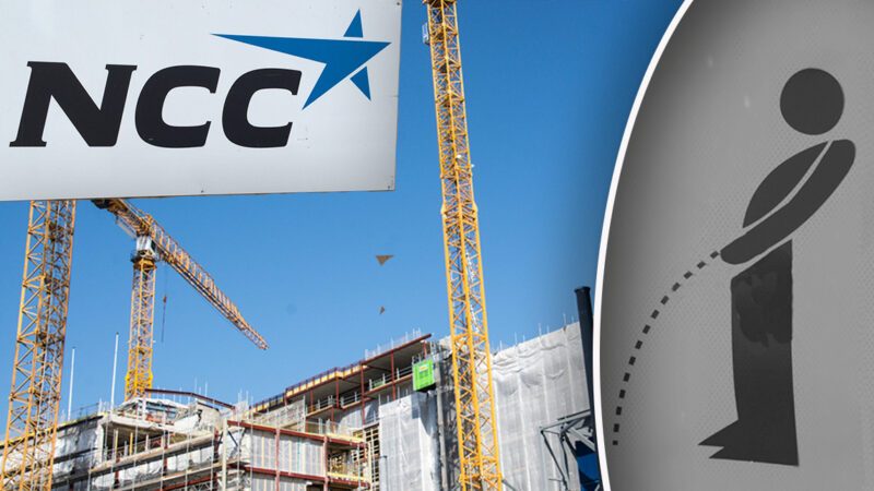 Två bemanningsanställda anklagades för att ha kissat inne på ett bygge som NCC har i Borlänge