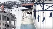 Här hänger byggarbetare – 140 meter upp i luften i Sao Paulo, Brasilien