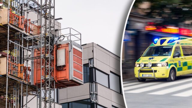 Bygghiss rasade på byggarbetsplats