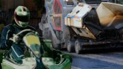 Gokart tokkörde på byggarbetsplats
