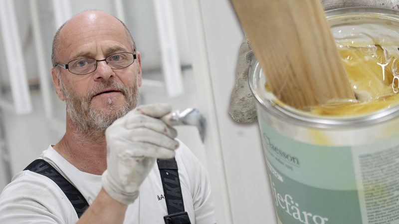 Målaren Anders Nyvelius använder linoljegrund.