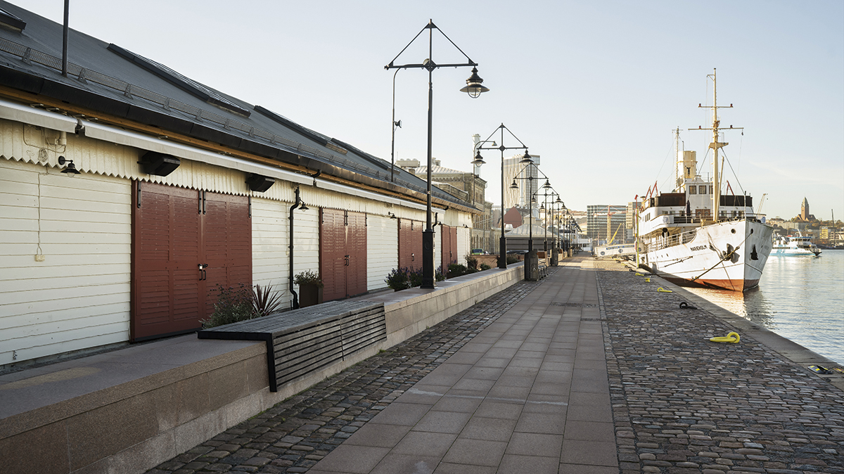 Packhuskajen i Göteborg.