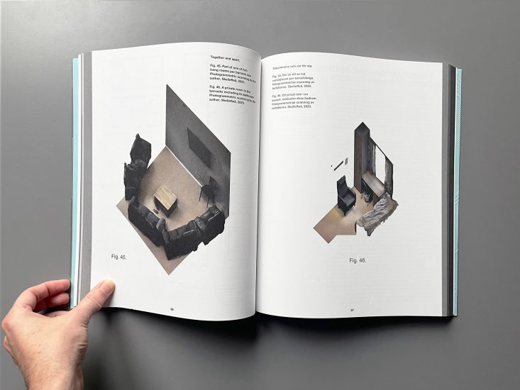 Bokuppslag med bilder på bostadsrum och vardagsrum från Camp Ursviken.