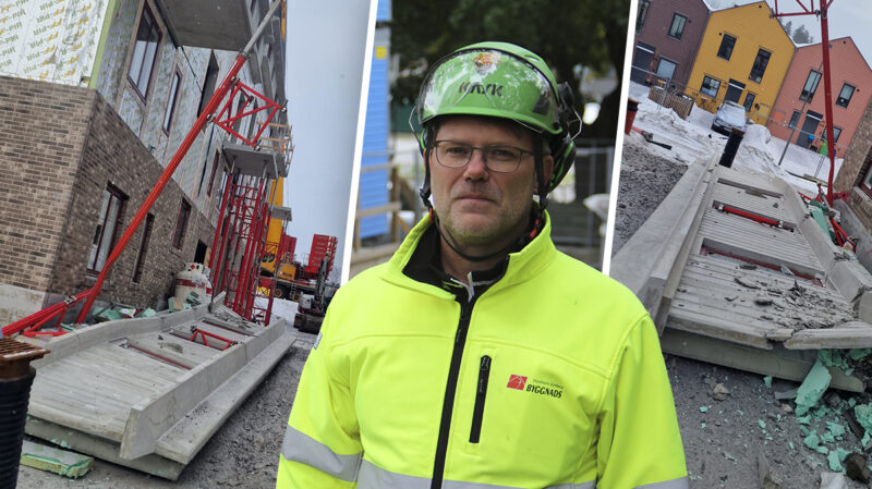Betongvägg föll på bygge i Ösmo