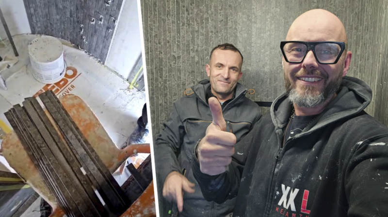 Plattsättning i rund dusch