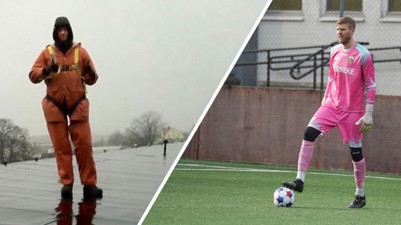 Plåtslagaren Fredrik Andersson är målvakt i Blåvitt