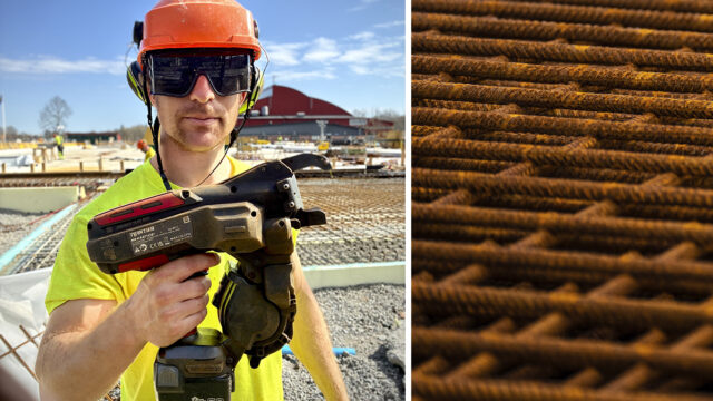 Erik Hedström, betongarbetare med sitt favoritverktyg najomaten.