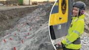 Therese Carlsson vid arbetet av Förbifart Stockholm i Häggvik.