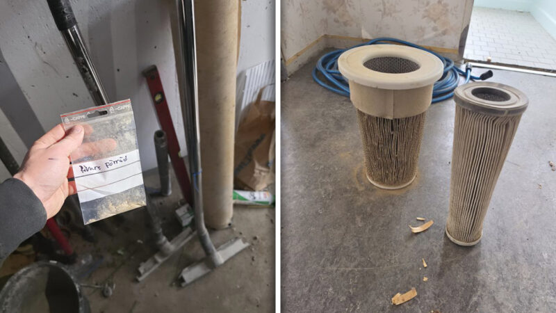 Yrkesarbetarna tog egna prover som visade asbest. 