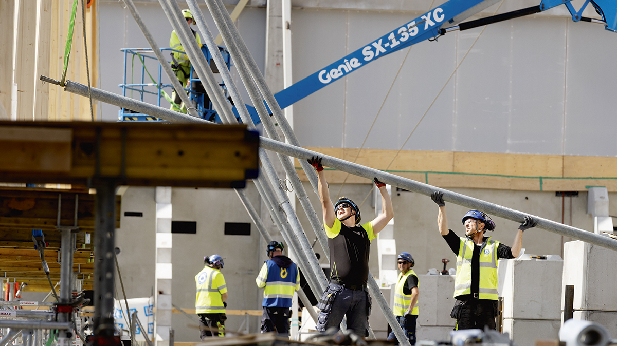 Bygge av multisporthall i Malmö.